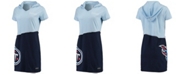 Refried Apparel Women's Light Blue and Navy Tennessee Titans Hooded Mini Dress